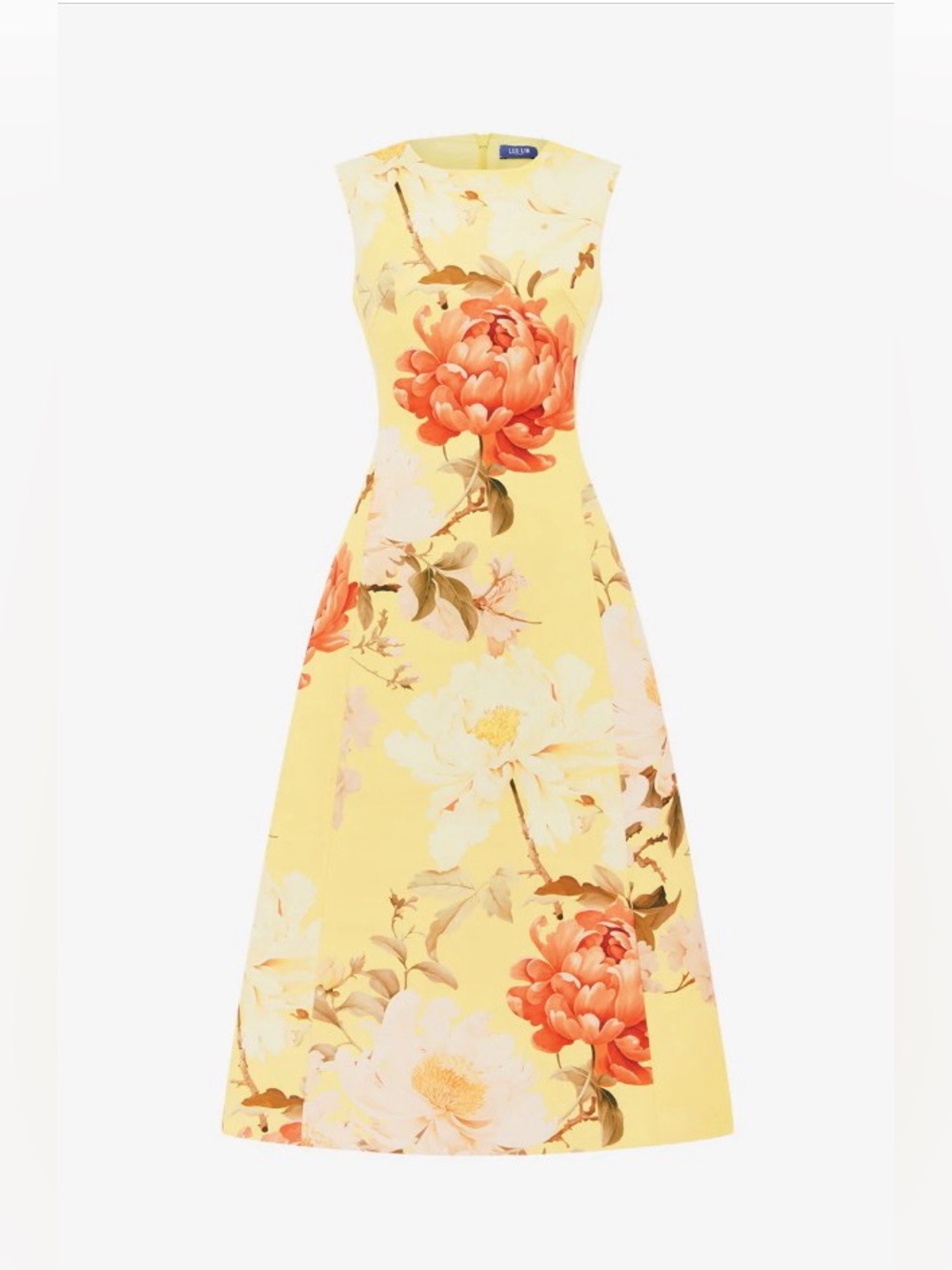 LEO LIN Cleo Yellow Orange Floral Print Sleeveless A-Line Midi Dress AU8/US4 - Picture 2 of 6